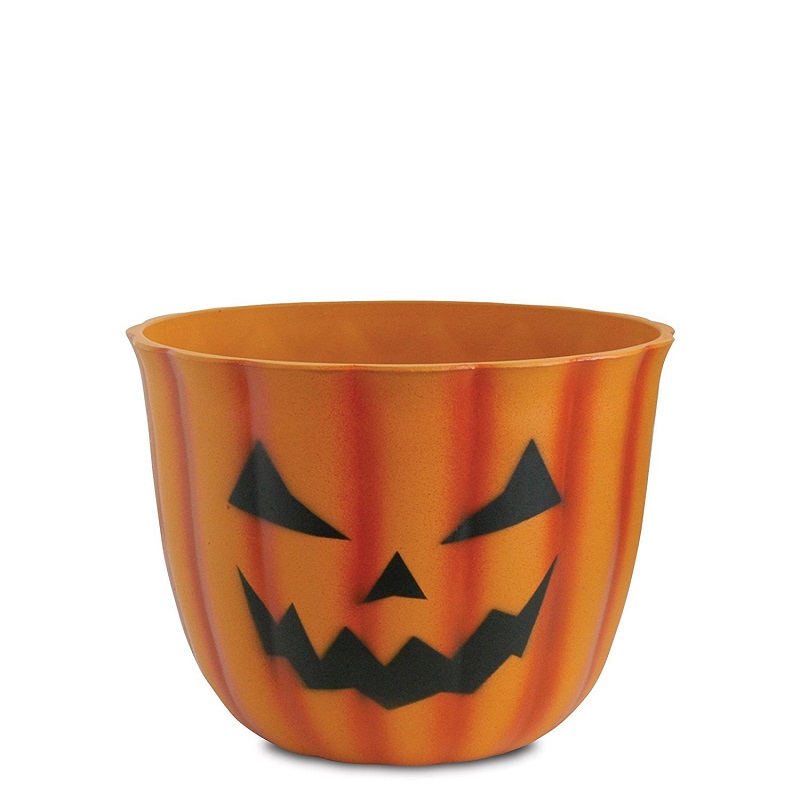10 Inch Fiber Clay Pumpkin Planter with Dual Faces - Click Image to Close